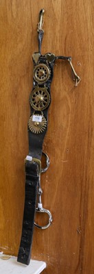 Lot 118 - A 19th century leather horse strap and brasses,...