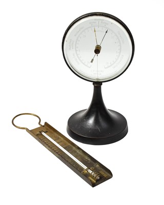 Lot 50 - A Goerz centre pedestal desk barometer with...