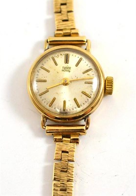 Lot 326 - A 9ct gold Tudor lady's wristwatch and strap