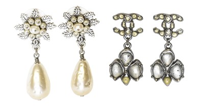 Lot 5019 - Chanel, Two Pairs of Drop Earrings, one...