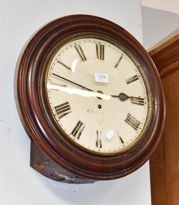 Lot 1209 - A single fusee 12" painted dial wall timepiece,...
