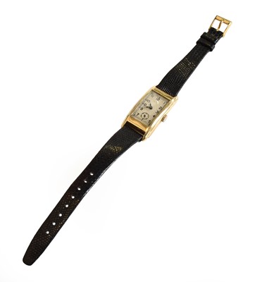 Lot 202 - An Art Deco rectangular 9-carat gold wristwatch