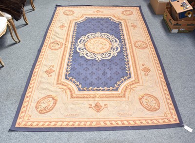 Lot 1308 - A Chinese (Aubusson) rug, the indigo field...