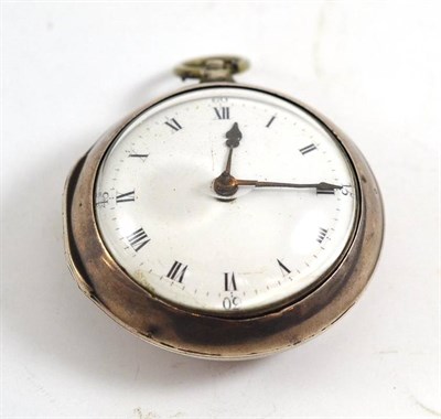 Lot 335 - An 18th century silver pair cased watch