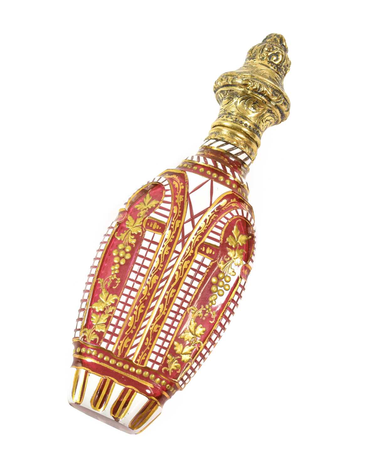Lot 9 - A Gilt-Metal Mounted Ruby Glass Scent-Bottle,...