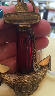 Lot 22 - A Gilt-Metal Mounted Ruby Coloured Glass Scent-...