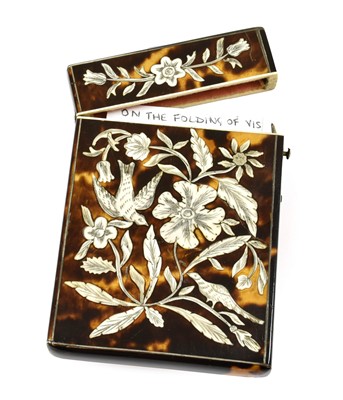 Lot 19 - A Victorian Ivory Inlaid Tortoishell Card-Case,...
