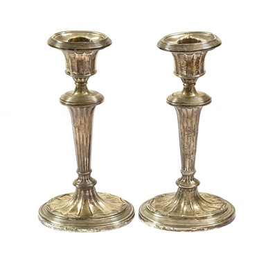 Lot 74 - A Pair of Edward VII Silver Candlesticks, by...