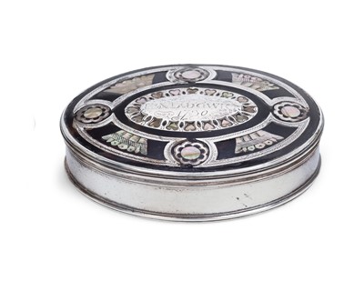 Lot 2042 - A George II Silver-Mounted Tortoiseshell and Mother-of-Pearl Tobacco-Box