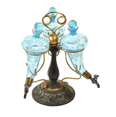 Lot 86 - A Gilt-Metal and Glass Triple Scent-Bottle,...