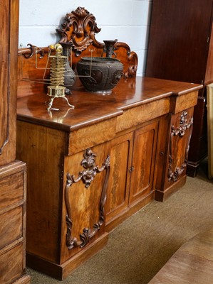 Lot 1192 - A Victorian mahogany breakfront sideboard...