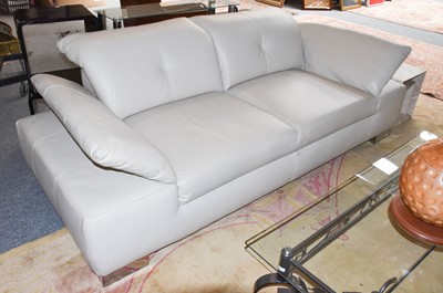 Lot 1204 - A pair of modern cream leather upholstered and...