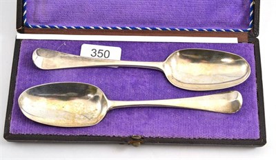 Lot 350 - A pair of George II silver tablespoons, London 1757, cased