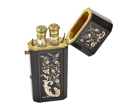 Lot 2060 - A Cased Pair of French Silver-Gilt Mounted Scent-Bottles