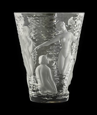 Lot 16 - A Lalique Clear and Frosted Glass Ondines Vase,...