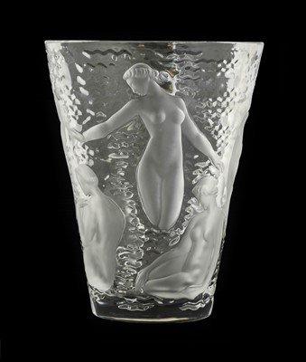 Lot 16 - A Lalique Clear and Frosted Glass Ondines Vase,...