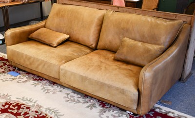 Lot 1221 - A large modern vintage tan leather upholstered...