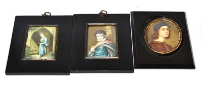 Lot 353 - 19th century portrait miniature on ivory of Lord Byron, another of a gentleman and a portrait...