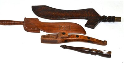 Lot 354 - A 19th century inlaid knitting sheath, two gull wing shaped sheaths and another (4)