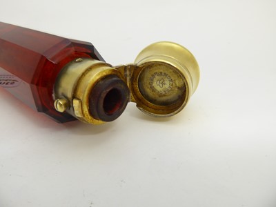 Lot 2055 - A Victorian Gilt-Metal Mounted and Intaglio Applied Red Glass Double Scent-Bottle