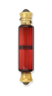Lot 2055 - A Victorian Gilt-Metal Mounted and Intaglio Applied Red Glass Double Scent-Bottle