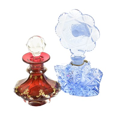 Lot 83 - Two Cut-Glass Scent-Bottles, one of ruby...