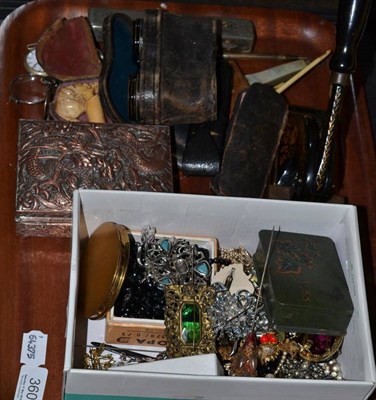 Lot 360 - Assorted collectors items including vestas, costume jewellery, boxes, opera glasses etc