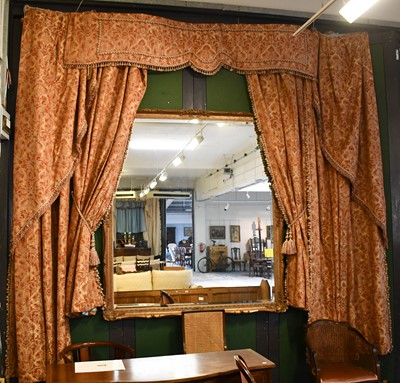 Lot 1245 - A pair of long decorative brocade curtains, in...