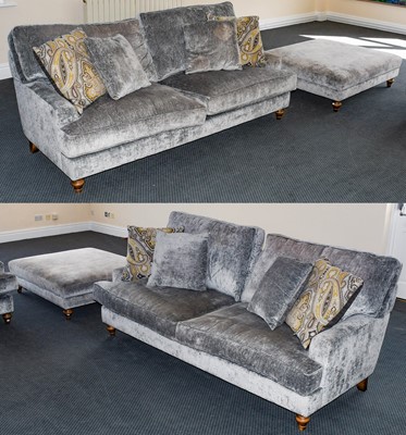 Lot 1422 - A modern light grey upholstered five-piece...