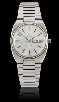 Lot 2330 - Omega: A Stainless Steel Day/Date Centre Seconds Wristwatch