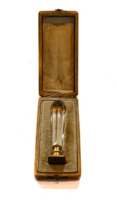 Lot 176 - A Glass Handled Brass Hand-Seal, the handle...