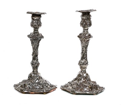 Lot 135 - A Pair of George II Silver Candlesticks, by...