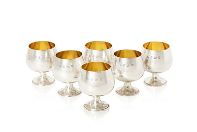 Lot 2144 - A Set of Six Elizabeth II Silver Goblets