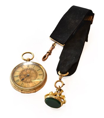 Lot 358 - A lady's fob watch with a case stamped 18k,...