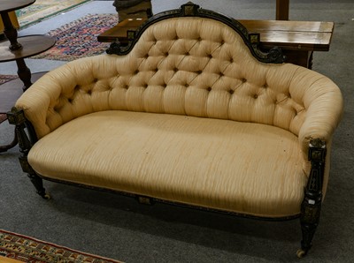 Lot 1217 - A Victorian ebonised sofa and prayer chair