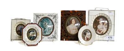 Lot 476 - Six various portrait miniatures