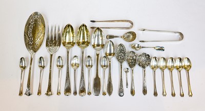 Lot 153 - A collection of assorted silver flatware,...