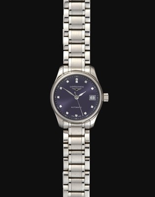 Lot 2189 - Longines: A Lady's Stainless Steel Automatic Calendar Centre Seconds Wristwatch