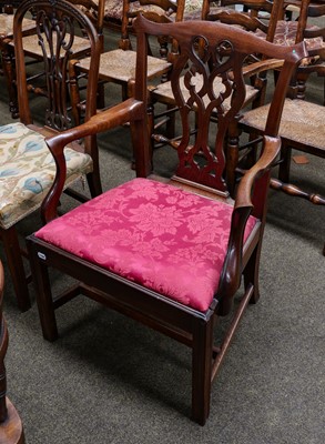 Lot 1151 - A single George III mahogany open armchair,...