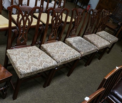 Lot 1144 - A set of five George III mahogany dining...