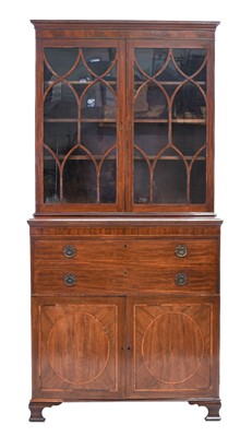 Lot 843 - A George III Mahogany Secretaire Bookcase, the...