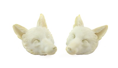Lot 302 - A Pair of Carved Alabaster Fox Masks, early...