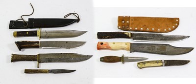 Lot 285 - Eight Various Bowie Knives, one with antler...