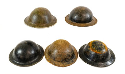 Lot 242 - Five Second World War Brodie Helmets, two with...