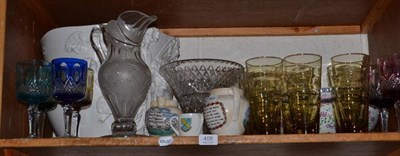 Lot 408 - A modern white pottery jardiniere, a Samson type bowl, two lustre vases, drinking glasses, etc