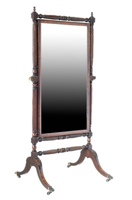 Lot 285 - A Regency Mahogany Cheval Mirror, early 19th...
