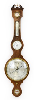 Lot 714 - A Mahogany 10-Inch Dial Wheel Clock Barometer,...