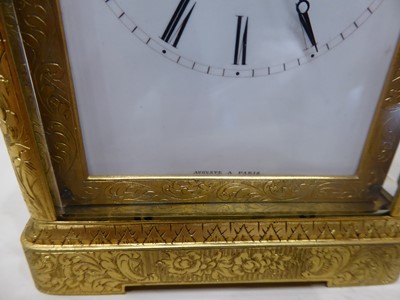 Lot 249 - A Brass Engraved Striking Carriage Clock,...