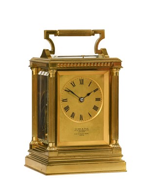 Lot 660 - A Brass Strike and Repeat Carriage Clock,...