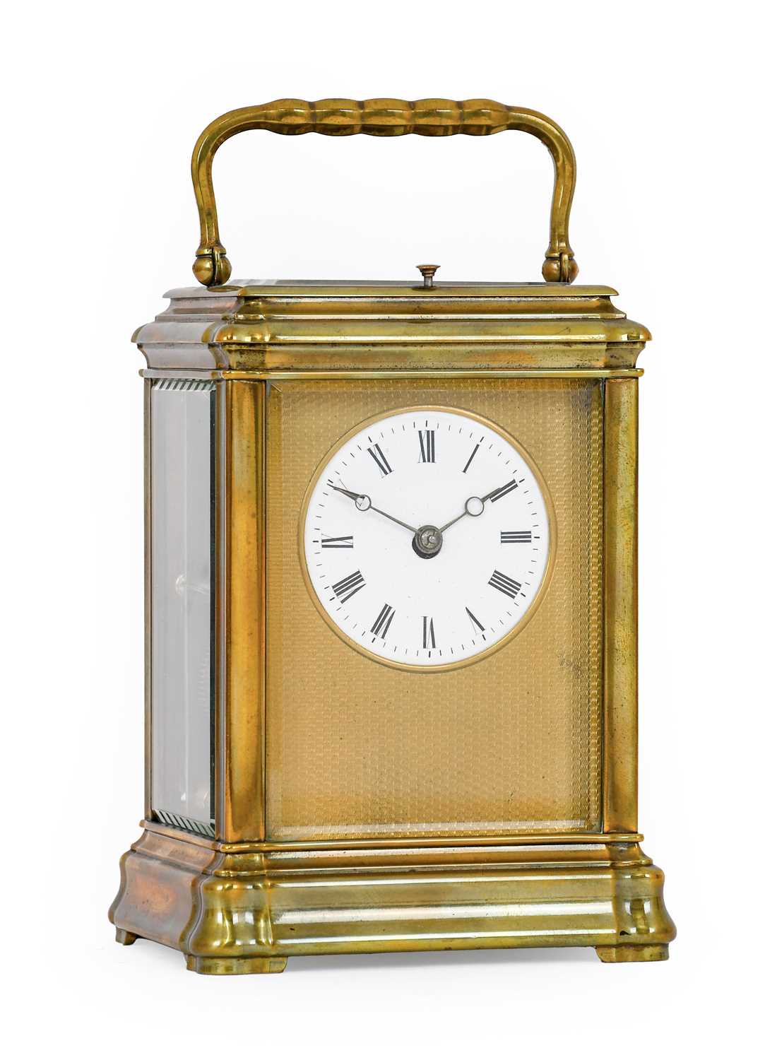 Lot 665 - A Brass Strike and Repeat Carriage Clock,...